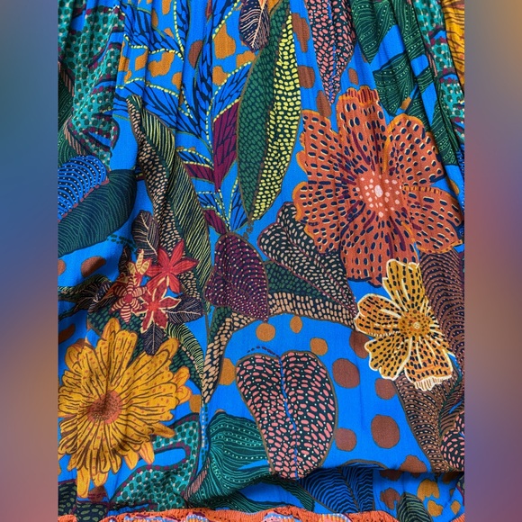 Farm for Anthropologie (Farm Rio) Blue Pattern Dress (sz Small) - Picture 4 of 8